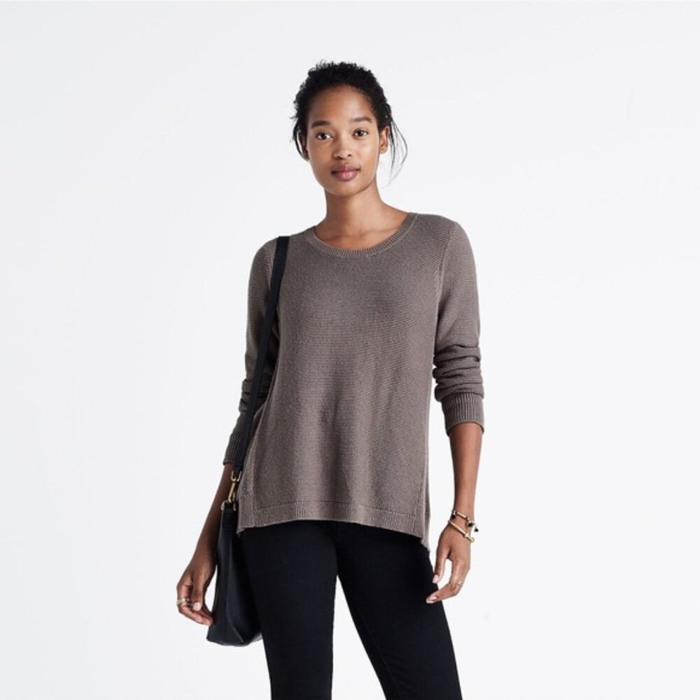 Madewell Riverside Texture Knit Pullover Knit Gray Sweater Size Xxs